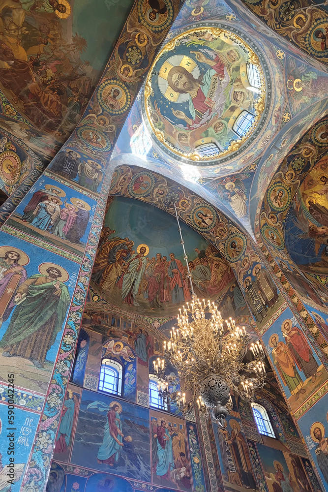 Interior of Church of the Savior on Spilled Blood in St. Petersburg, Russia