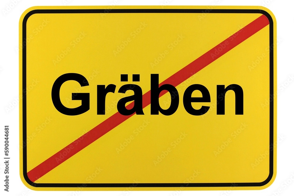 Illustration eines Ortsschildes der Gemeinde Gräben in Brandenburg Illustration eines Ortsschildes der Gemeinde Gräben in Brandenburg