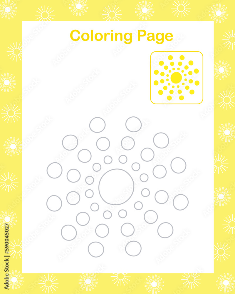 Sun simple outline cartoon coloring page vector illustration, nature ...