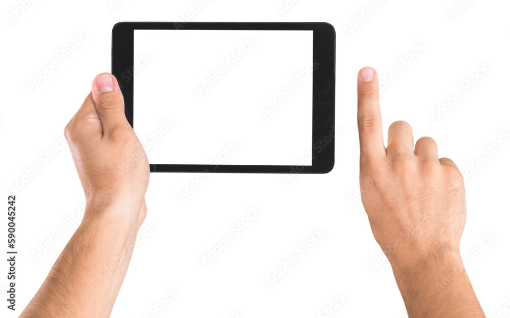 Hands Holding an iPad with Blank Screen Hands Holding an iPad with Blank Screen