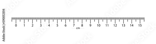 real ruler at 15 cm from the top of the scale. 1 division equals 1 millimeter.