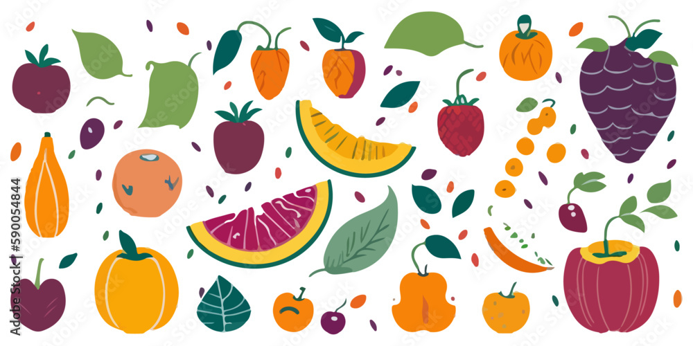Illustrated Fruit and Vegetable Maps Illustration Series