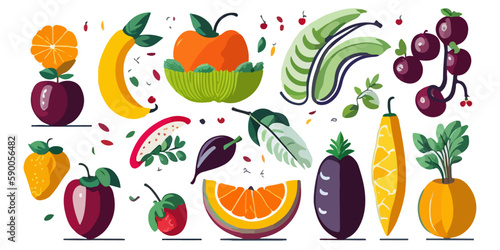 Fototapeta Naklejka Na Ścianę i Meble -  Fruity Party Banner Illustration Bundle