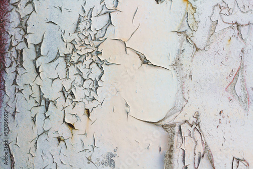 Old cracked paint. Grunge wall. The texture of the wall with deep cracks.