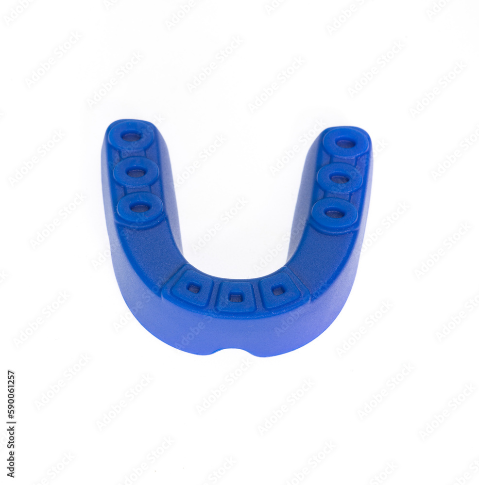 blue mouthguard isolated on white background blue mouthguard isolated on white background