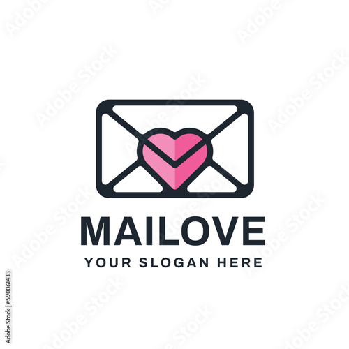 Mail Love Logo Vector Icon Illustration