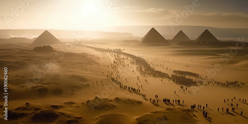 Photo The Exodus from Egypt, wide. Generative AI
