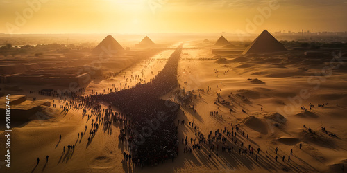 Canvastavla The Exodus from Egypt, wide. Generative AI