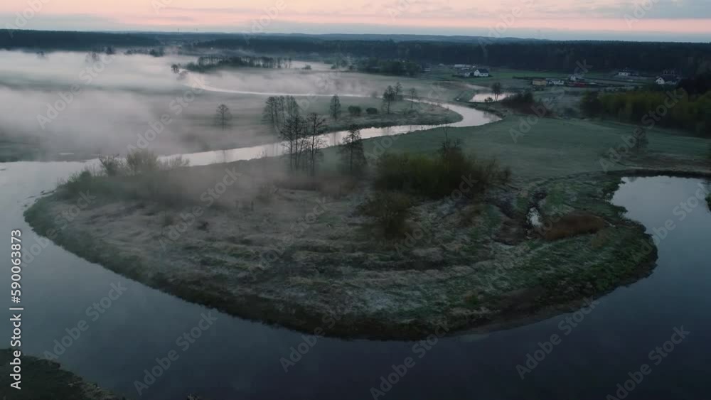 Drone shoot of wild natural river Drweca in Poland Drone shoot of wild natural river Drweca in Poland