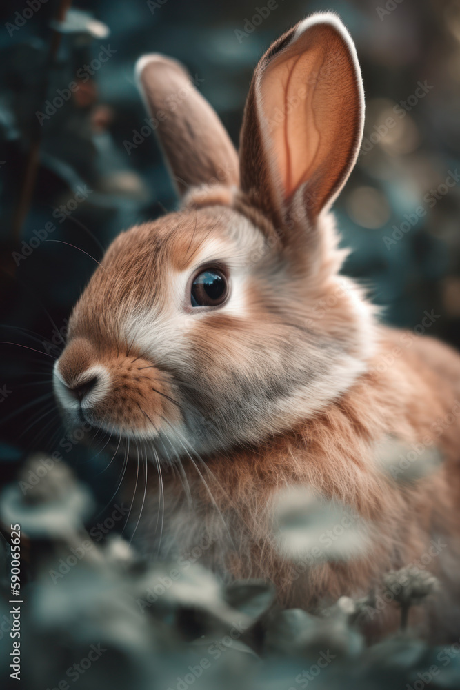 Fototapeta premium Close-up of cute bunny with soft colors
