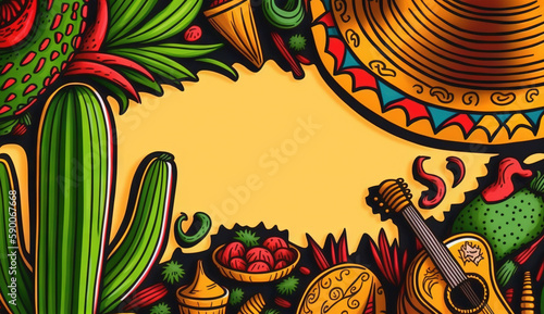 Cinco de mayo holiday background with copy space for text generative ai