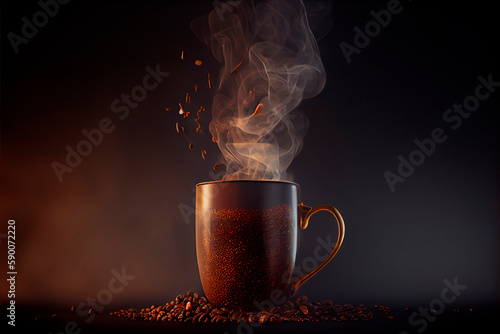 cup of hot coffee. Generative AI,