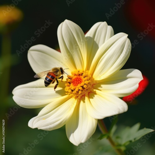 flower, bee, insect, nature, yellow, macro