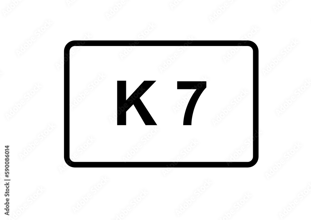 Illustration eines Kreisstraßenschildes der K 7 in Deutschland Illustration eines Kreisstraßenschildes der K 7 in Deutschland