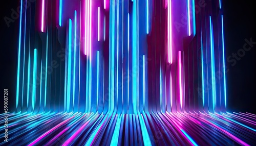 abstract futuristic neon background. Fantastic wallpaper. Generative AI