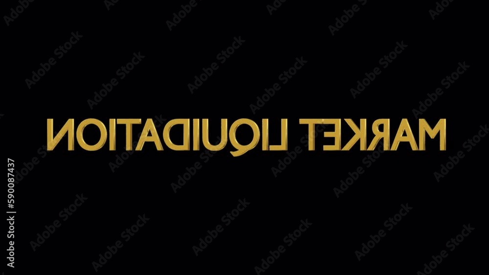 Animated rotating three dimensional golden text or word Market liquidation. Transparent background, loop able and isolated. Animated rotating three dimensional golden text or word Market liquidation. Transparent background, loop able and isolated.