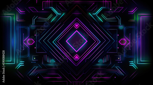abstract futuristic neon background. Fantastic wallpaper. Generative AI