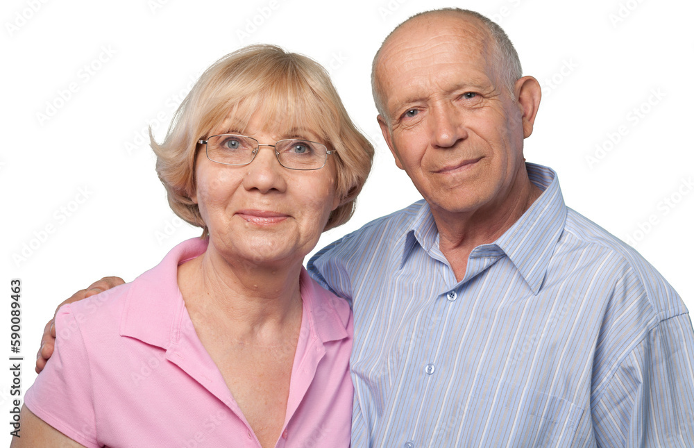 Portrait of happy senior couple smiling at home Portrait of happy senior couple smiling at home