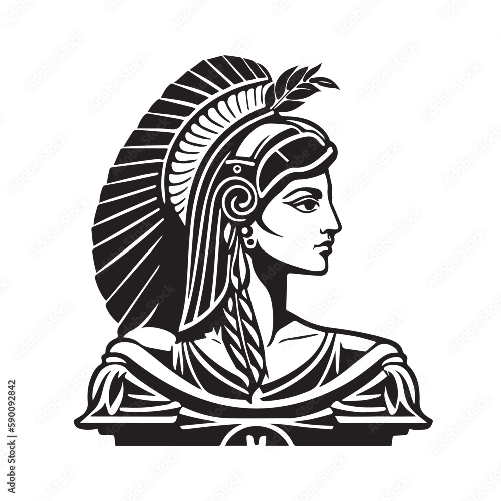 Ancient Egyptian queen head logo. Vector illustration of female face ...