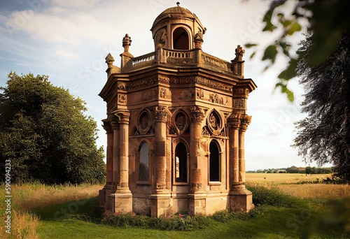 Folly in Worcestershire near Broadway village, isolated on white background. Generative AI photo