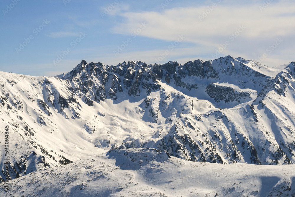 Winter view of Pirin Mountain from Todorka peak, Bulgaria