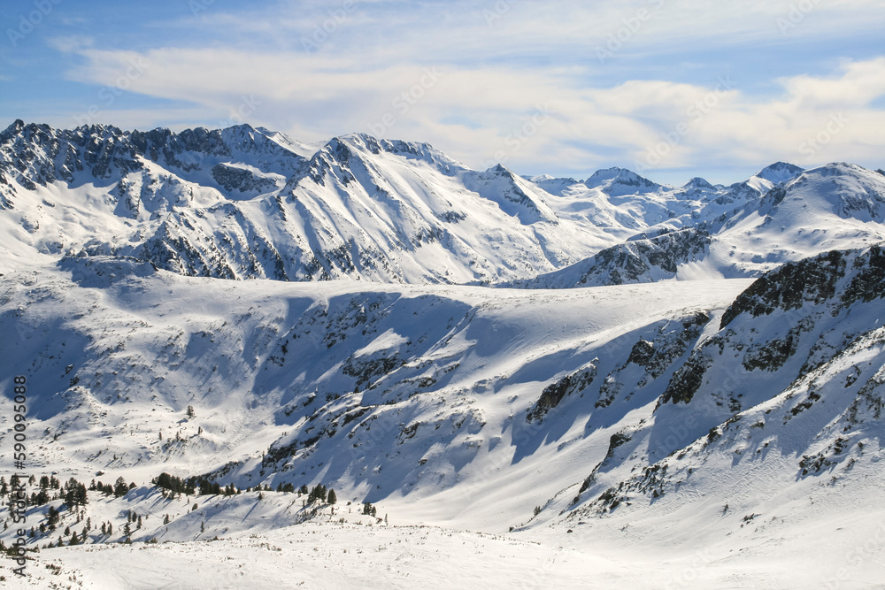 Fototapeta premium Winter view of Pirin Mountain from Todorka peak, Bulgaria
