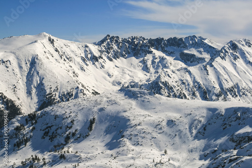 Winter view of Pirin Mountain from Todorka peak  Bulgaria