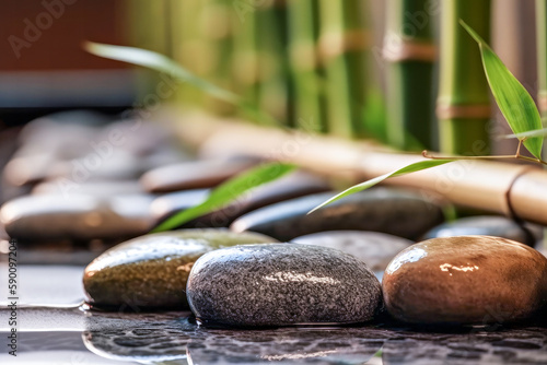 Canvas Print zen basalt stones and bamboo in the spa - relax and meditation concept