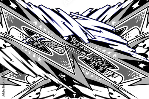 Design vector racing background with unique lines and a mix of grayscale, black, white and gray colors, perfect for your wrapping designs