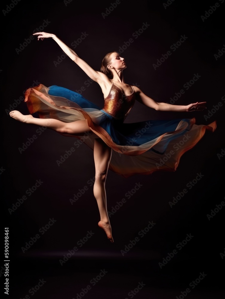 Young woman practicing ballet. Generative AI