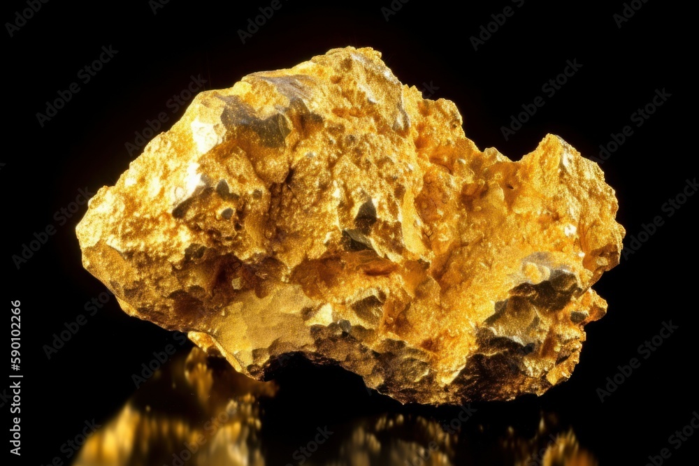 Captivating Closeup of Gold Nugget in Studio Photoshoot, Set Against Dark Background, Generative AI Captivating Closeup of Gold Nugget in Studio Photoshoot, Set Against Dark Background, Generative AI