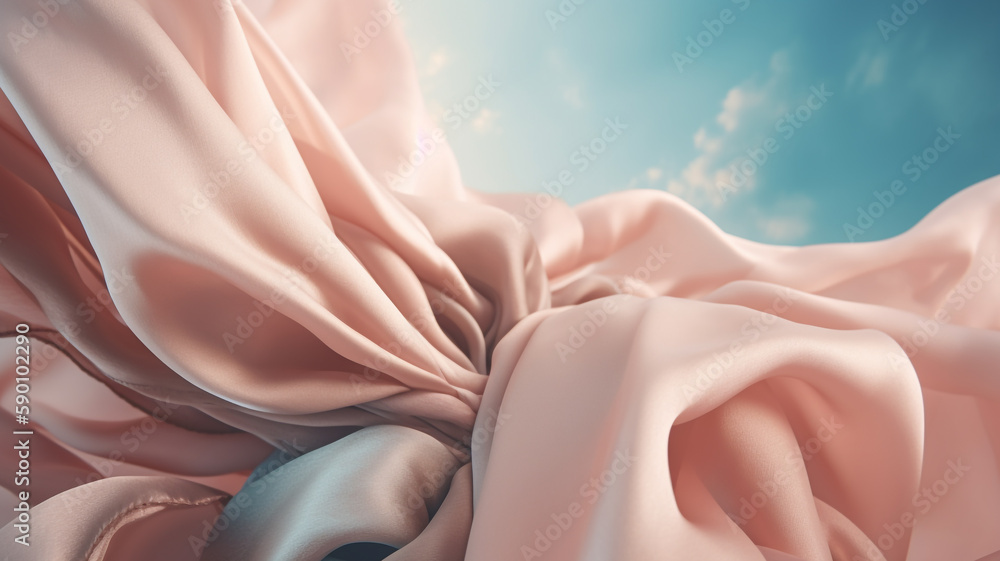 Wavy white and pink silk banner. Created with Generative AI. Wavy white and pink silk banner. Created with Generative AI.