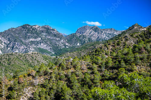 Beautiful travel destination of a southern Spain. The Sierras de Tejeda, Almijara and Alhama Mountains.