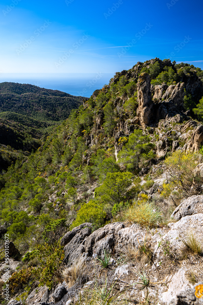 Beautiful travel destination of a southern Spain. The Sierras de Tejeda, Almijara and Alhama Mountains.