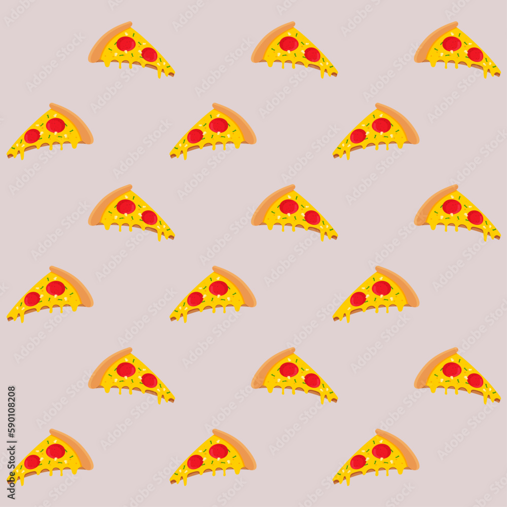 Naklejka premium Pepperoni pizza pattern on beige background vector