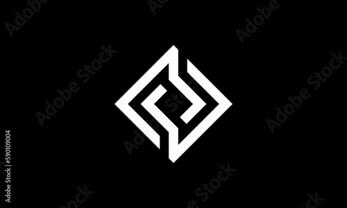 Abstract connected outline rectangle logo