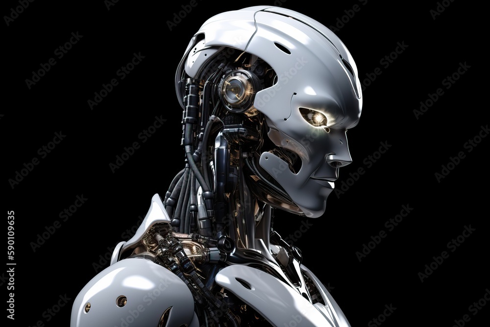Male Modern Cyborg Robot Confident Pose Futuristic AI Technology Generative AI Male Modern Cyborg Robot Confident Pose Futuristic AI Technology Generative AI