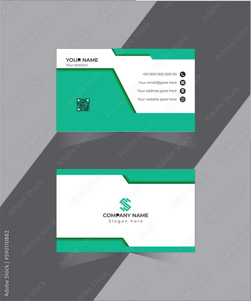 Green modern business card,Simple clean layout design template,Creative business card.