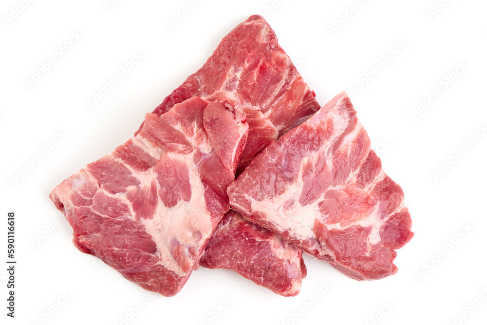 Raw Pork ribs, isolated on white background.