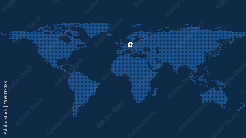 Germany Lands Highlighted on Dark Blue Pixel World Map Germany Lands Highlighted on Dark Blue Pixel World Map