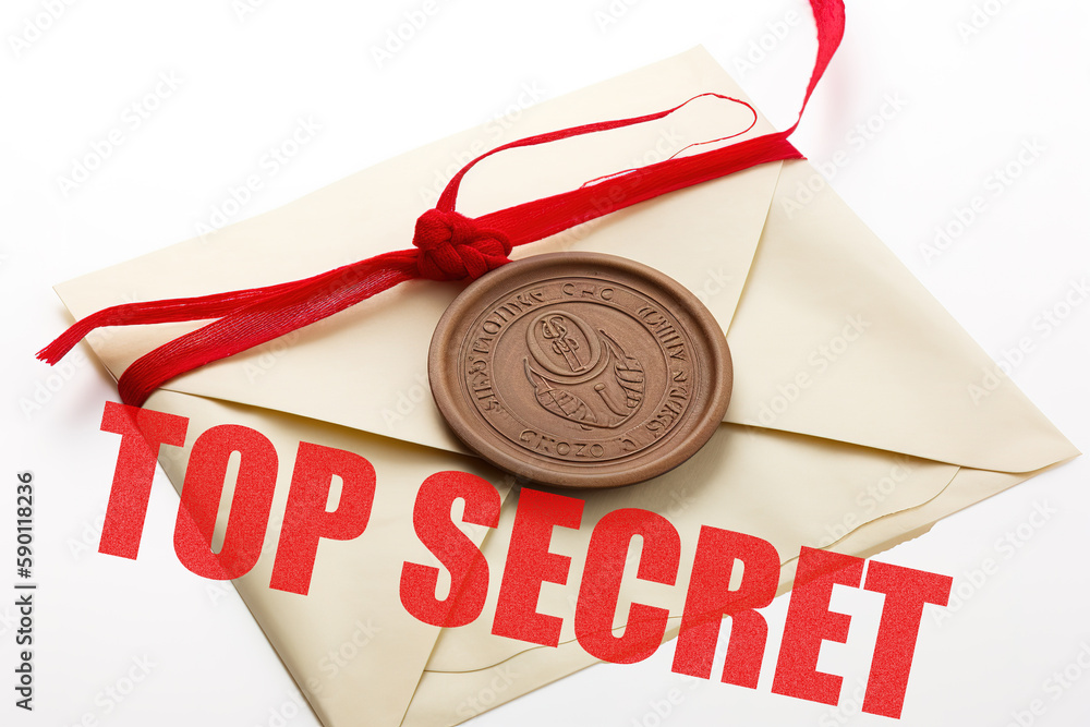 Sealed letter marked : top secret. Generative AI - obrazy, fototapety, plakaty 