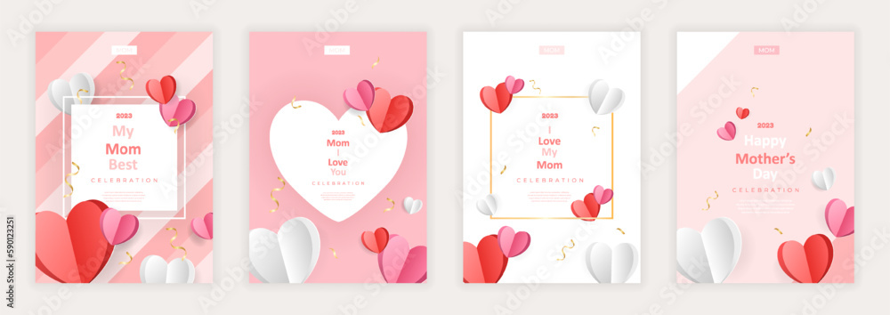 Mother's day poster set. Abstract backgrounds, patterns, mother's day cards. Cover, poster, wallpaper. Vector illustration concept. Mother's day poster set. Abstract backgrounds, patterns, mother's day cards. Cover, poster, wallpaper. Vector illustration concept.