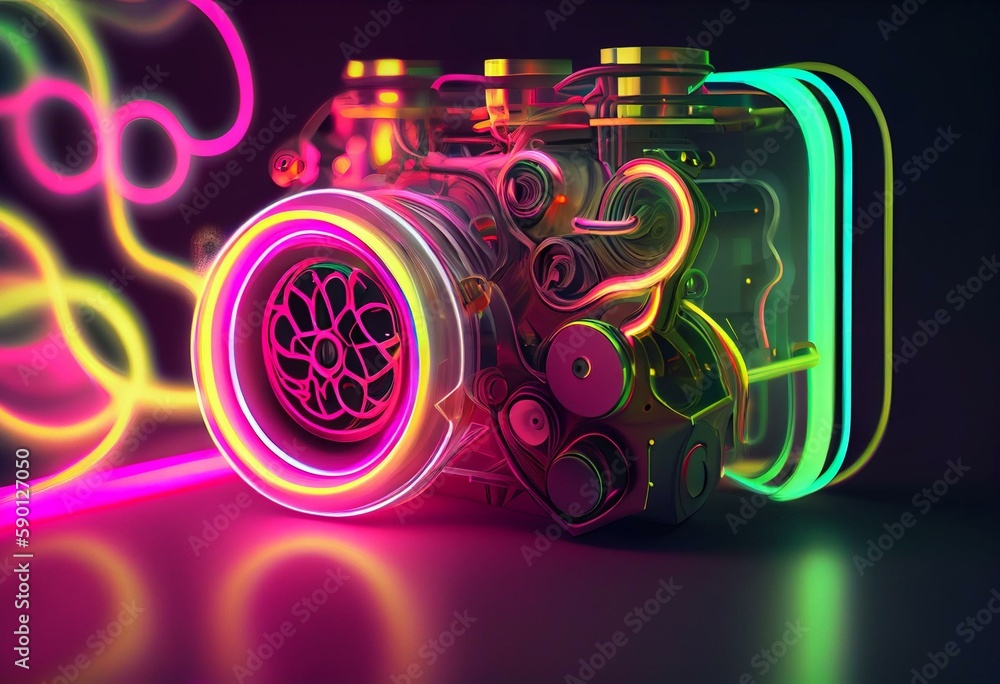 Loopable 2D Animation With Neon Colors In Gradient Of Pink Yellow And loopable-2d-animation-with-neon-colors-in-gradient-of-pink-yellow-and