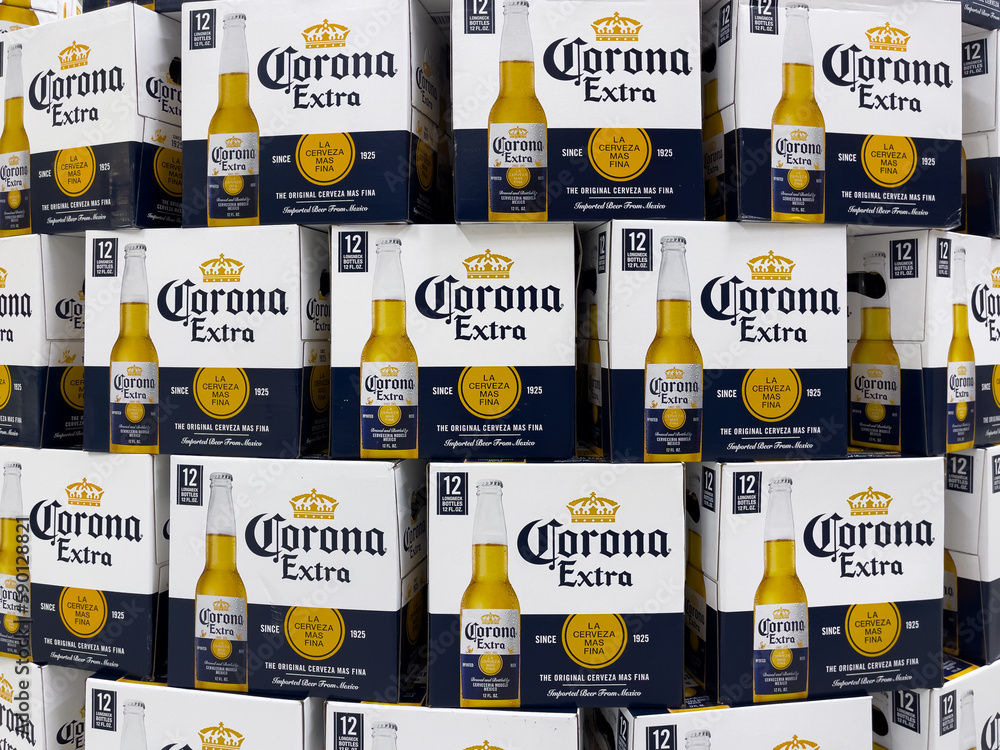 ATLANTA, APRIL 7, 2023 Corona Extra 12 pack beer bottle