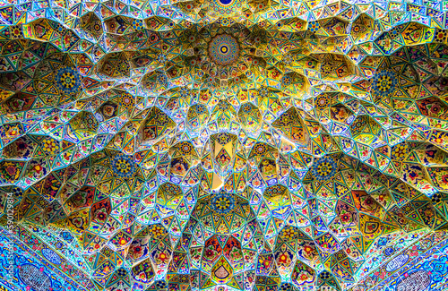 Persian interior mosaics in the Isfahan, Iran photo