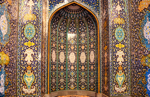 Detail of the vault of grand mosque Sultan Qaboos in the Muscat
