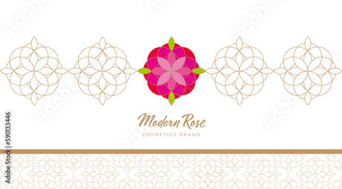Flower in modern geometric style, vector logo and pattern for package design