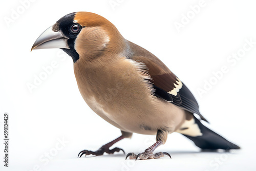 Foto Hawfinch bird isolated on white background - Generative AI