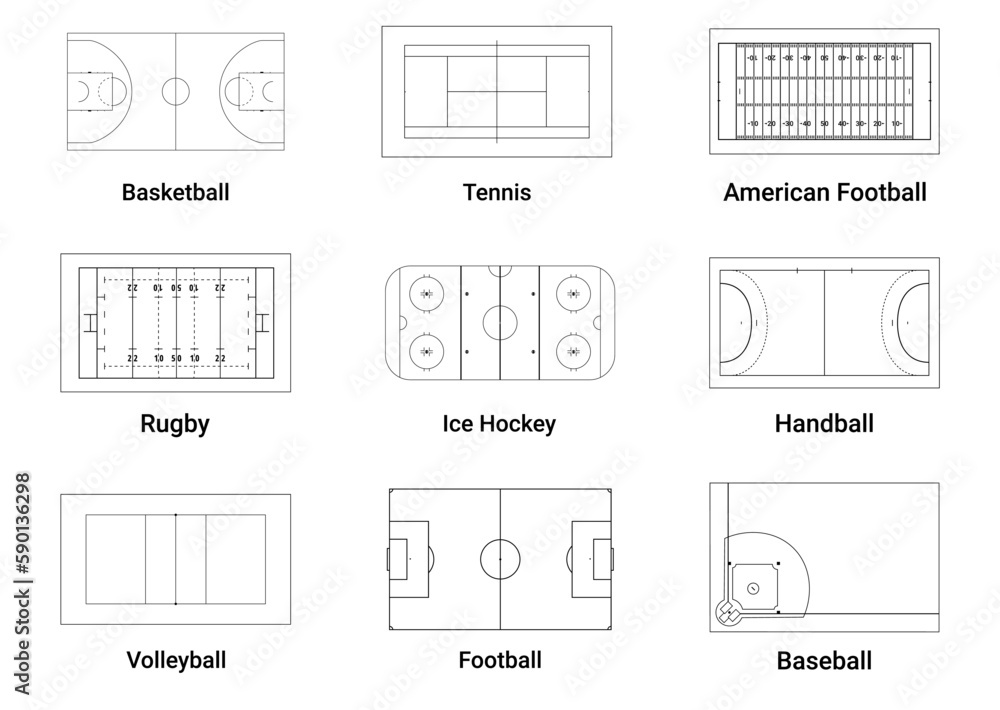 Sports Team Game Playing Fields Scheme Sketch Top View Line Icon Set sports-team-game-playing-fields-scheme-sketch-top-view-line-icon-set