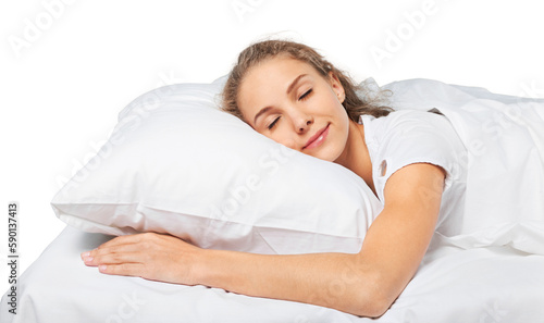 Fotografie Young blonde woman sleeping in bed
